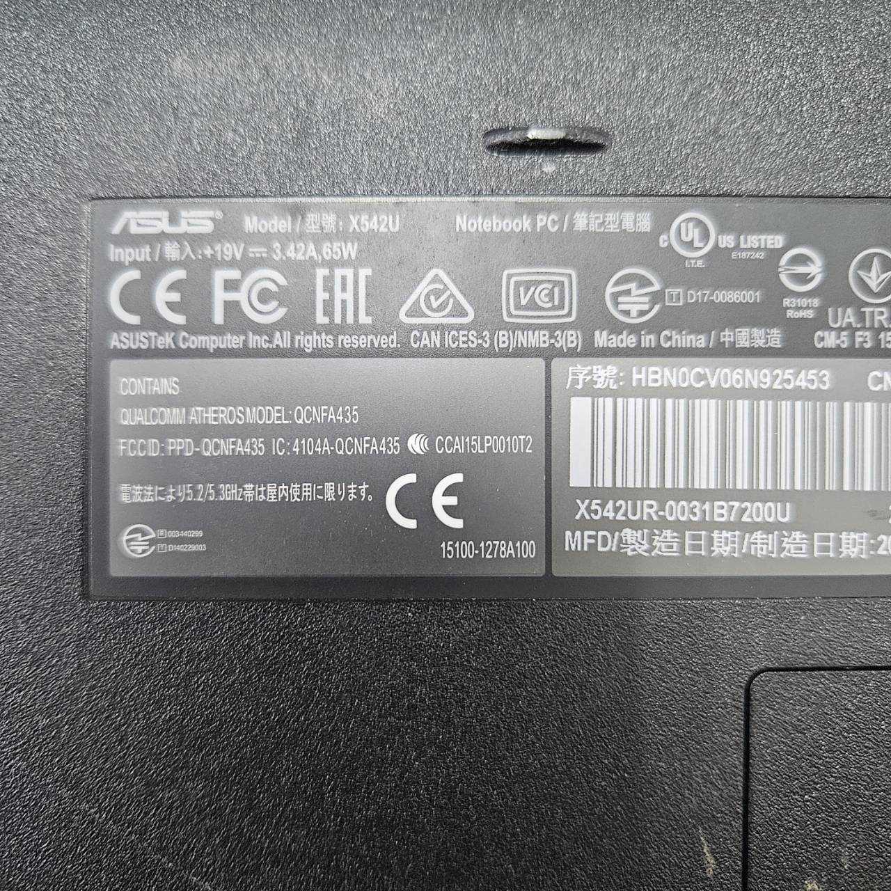 3512-ASUS X542U 沒變壓器