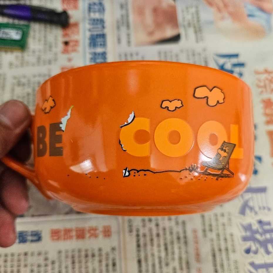 3809-橘色瓷湯碗