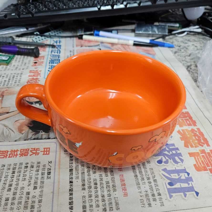 3214-橘色瓷湯碗